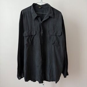 Tulliano 100% Pure Silk Long Sleeve Button Down Shirt sz M Lagenlook Minimalist‎